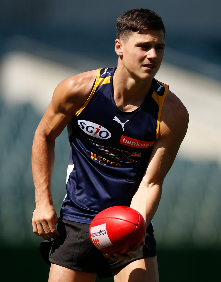 AFL 2014 Training - West Coast 121214 Damien Cavka of the Eagles in action during the West Coast Eagles training session at Patersons Stadium, Perth on December 12, 2014. (Photo: Michael Willson/AFL Media)